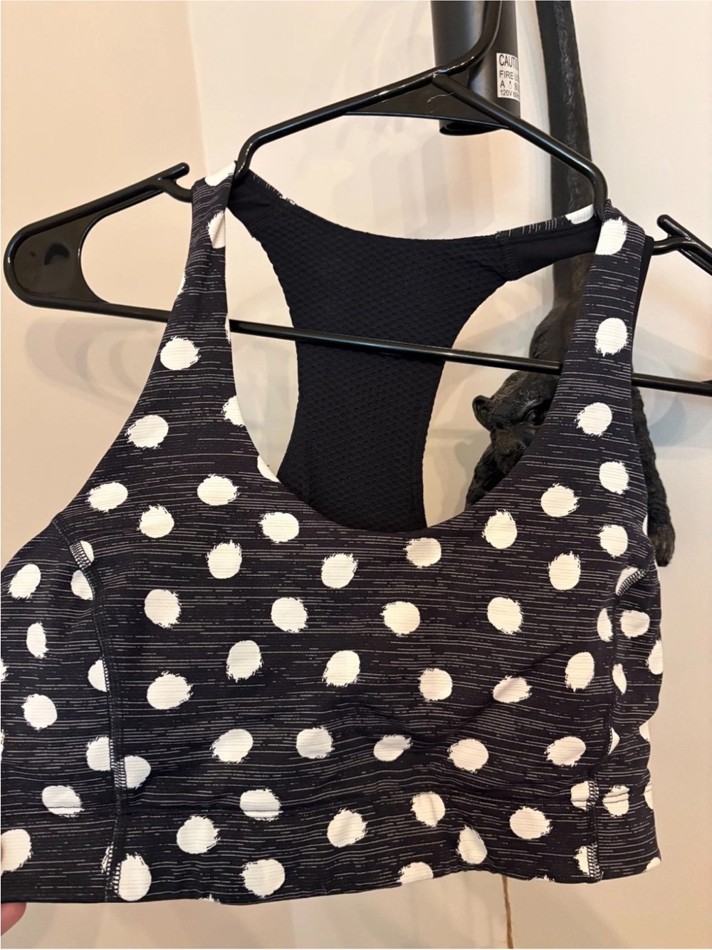 Outdoor Voices Black and White Polka Dot Racerback Bra and Legging Set